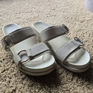 Women's Marcy Two-band Buckle Footbed Sandals - A New Day Cream 11